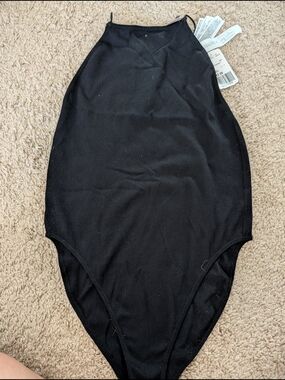 Forever 21 Black Ribbed Halter Bodysuit